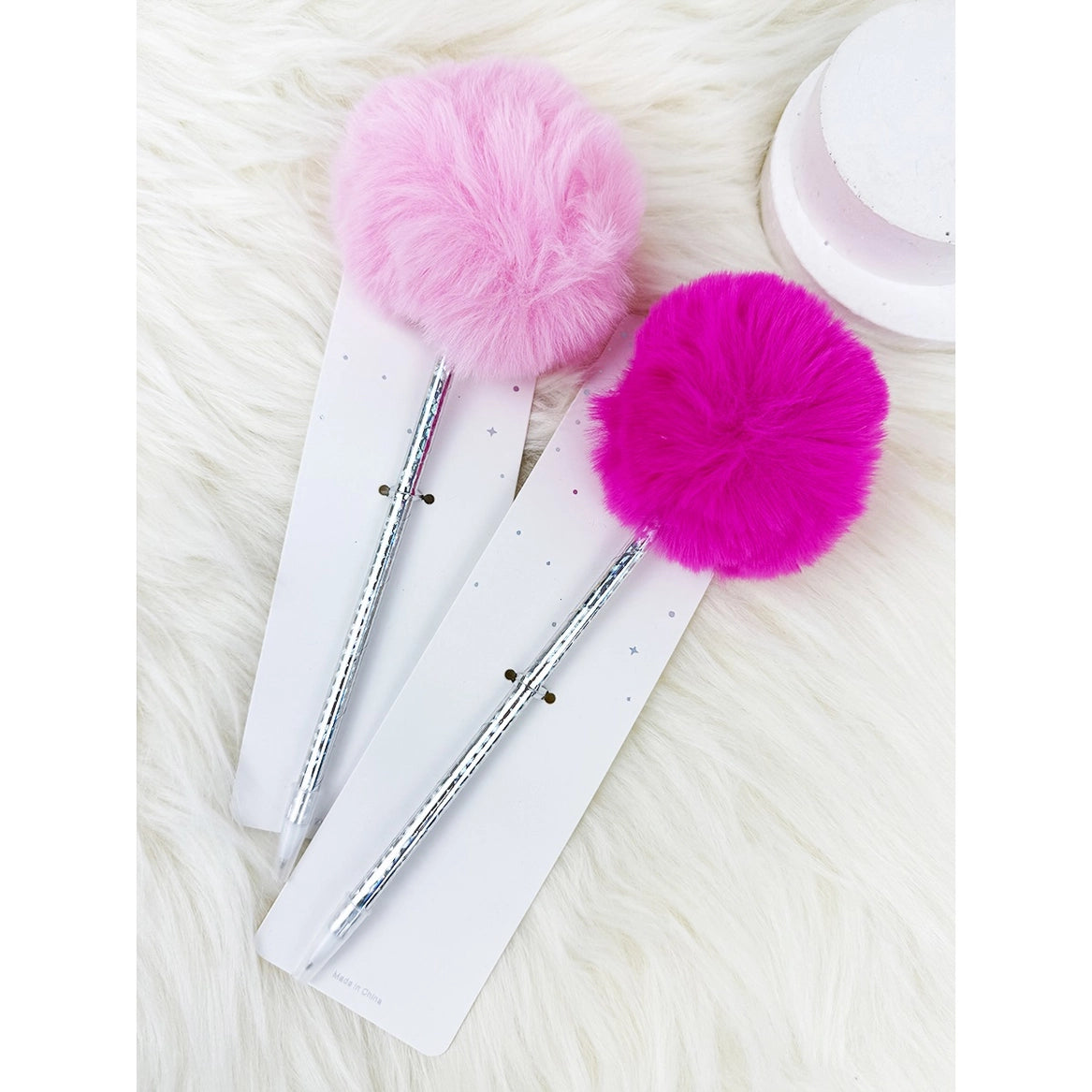 Soft Textured Solid Color Pom Pom Pens