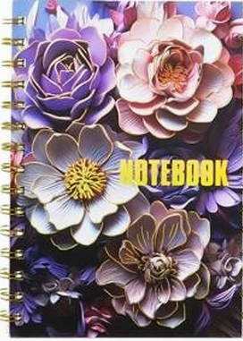 Peony Floral Print Notebook Purple