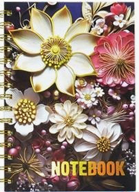 Peony Floral Print Notebook White
