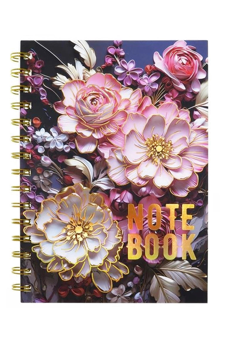 Peony Floral Print Notebook Pink