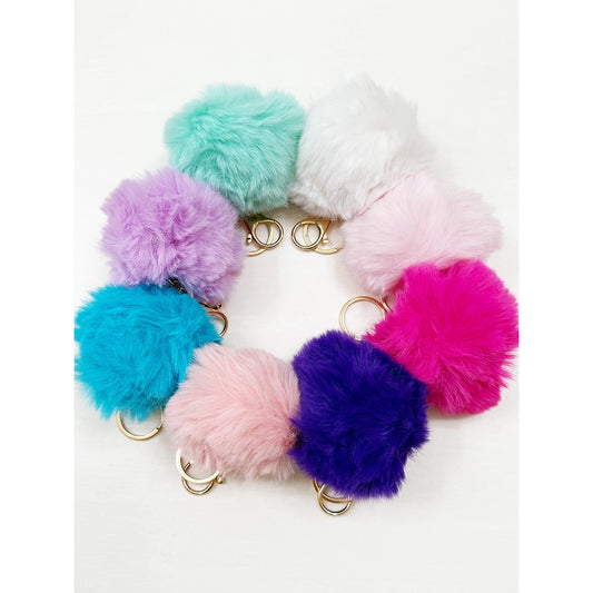 Mix Color Faux Fur Pom Pom Keychain